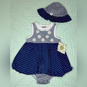 Little Me 6-Month Adorable Navy Dress With Daisies.
